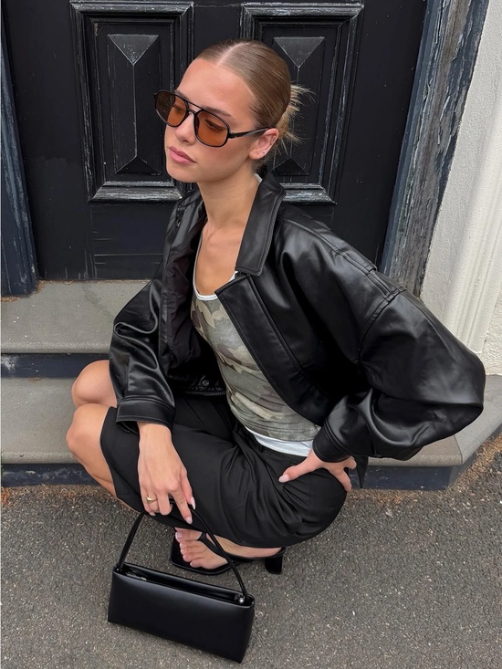 Lioness Jackets & Blazers - MINT CONDITION Lioness Black Faux Leather Bomber Jacket